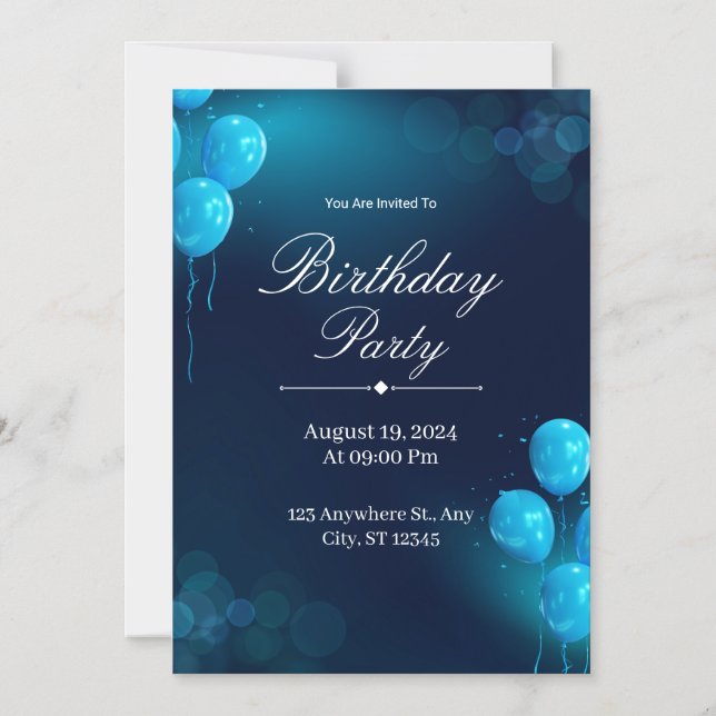Tarjeta de invitación de cumpleaños personalizada (Anverso)