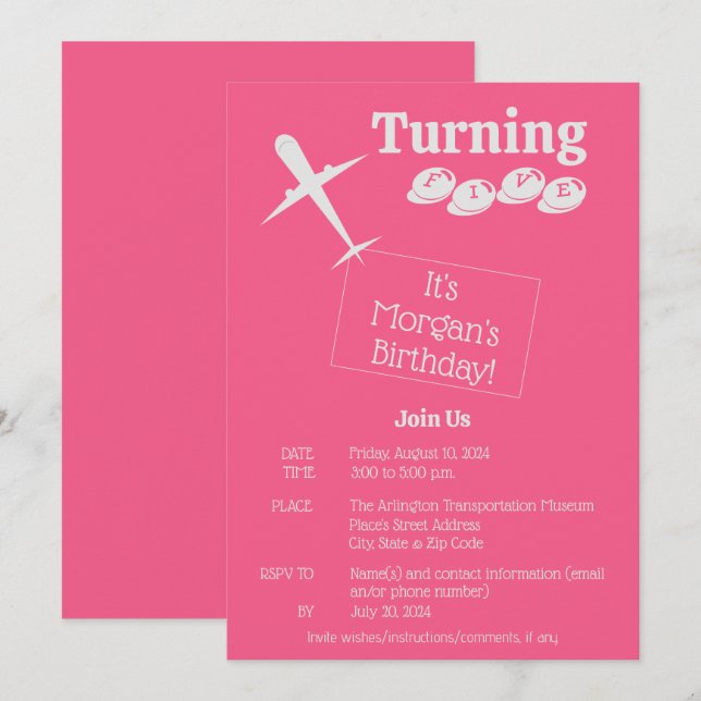 Tarjeta de invitación de cumpleaños personalizada  (Anverso / Reverso)