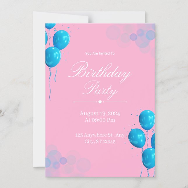 Tarjeta de Invitación de Cumpleaños Personalizada (Anverso)