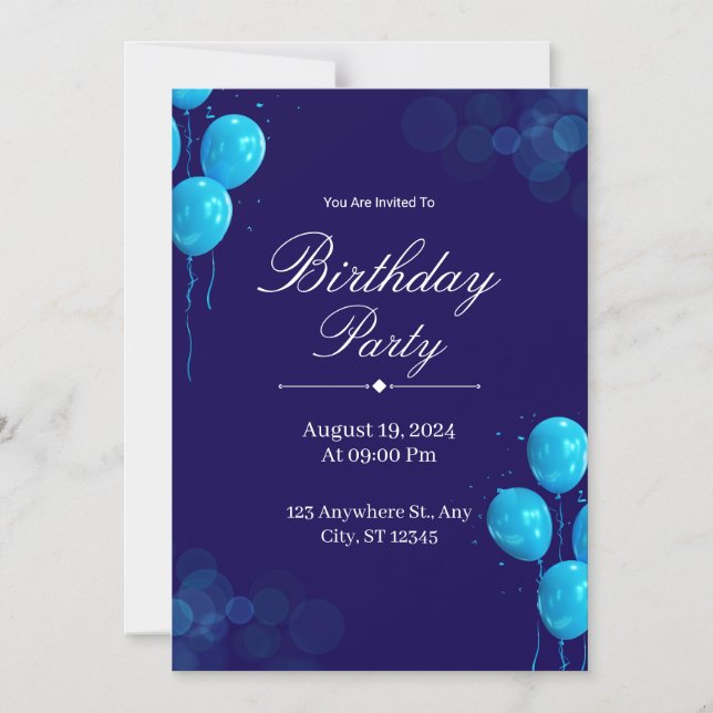 Tarjeta de Invitación de Cumpleaños Personalizada (Anverso)