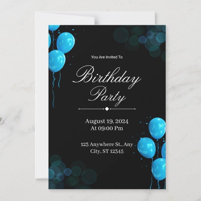 Tarjeta de invitación de cumpleaños personalizada (Anverso)