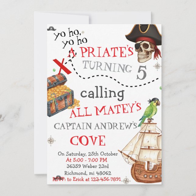 Tarjeta de Invitación de Cumpleaños Personalizada  (Anverso)