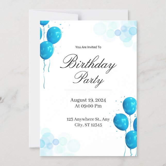Tarjeta de invitación de cumpleaños personalizada (Anverso)