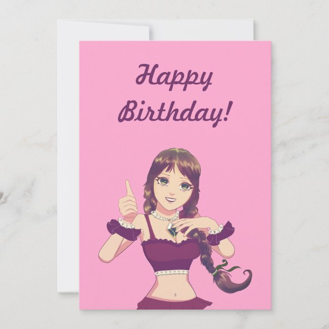Tarjeta de Invitación de Cumpleaños Rosa para Niña (Anverso)