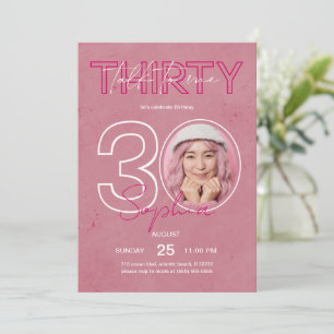Tarjeta De Invitación De Cumpleaños Rosada De Habl