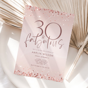 Tarjeta de Invitación de Cumpleaños Rose Gold 30 y