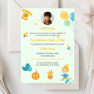 Tarjeta de invitación de cumpleaños sij, tarjeta S