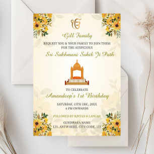 Tarjeta de invitación de cumpleaños sij, tarjeta S