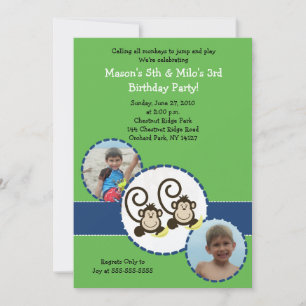 Tarjeta de Invitación de Cumpleaños Silly Monkey V