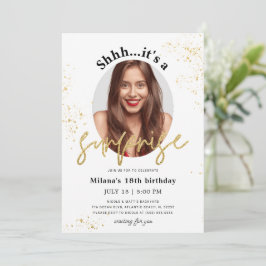 Tarjeta de invitación de cumpleaños sorpresa con f