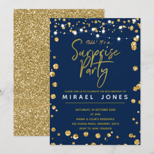 Tarjeta de invitación de cumpleaños sorpresa Navy