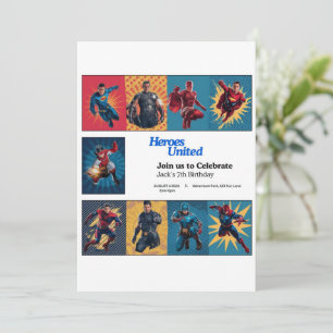 Tarjeta de Invitación de Cumpleaños Superhero Bash