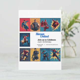 Tarjeta de invitación de cumpleaños Superhero Bash