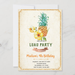 Tarjeta de invitación de cumpleaños tropical de pi