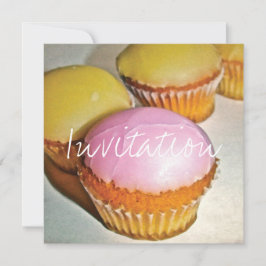 TARJETA DE INVITACIÓN DE CUPCAKE DE ESTILO RETRO