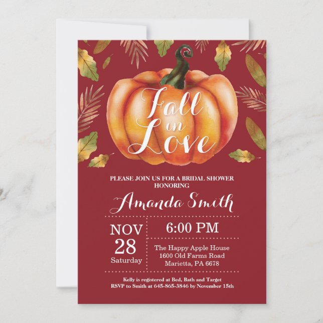 Tarjeta de invitación de desayuno nupcial de otoño (Anverso)