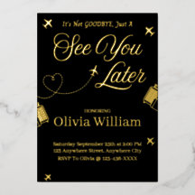 Tarjeta de invitación de despedida con foil See Yo