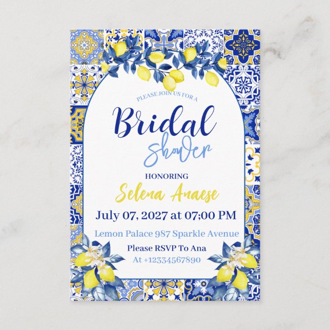 Tarjeta de Invitación de Despedida de Soltera con  (Anverso)