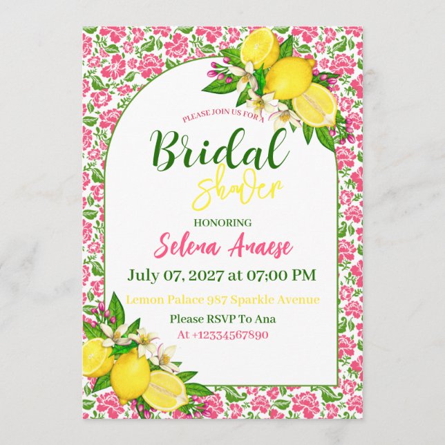 Tarjeta de Invitación de Despedida de Soltera con  (Anverso)