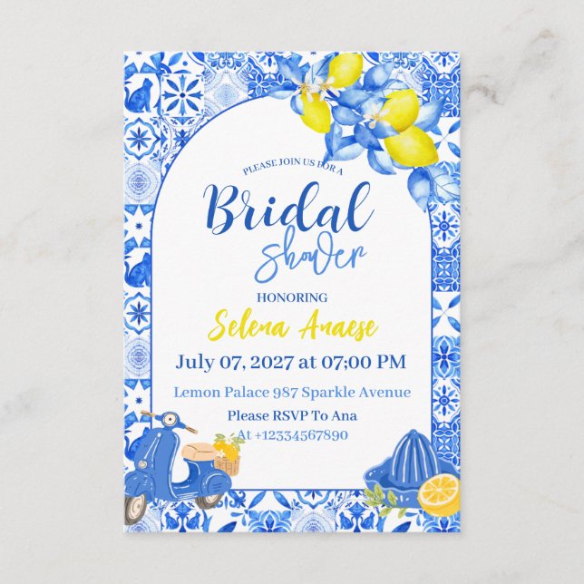 Tarjeta de Invitación de Despedida de Soltera con  (Anverso)