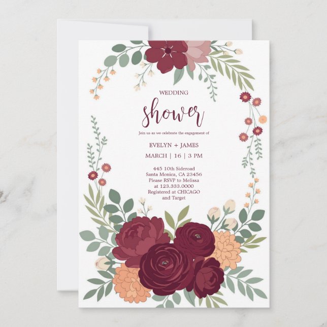 Tarjeta de Invitación de Despedida de Soltera Eleg (Anverso)
