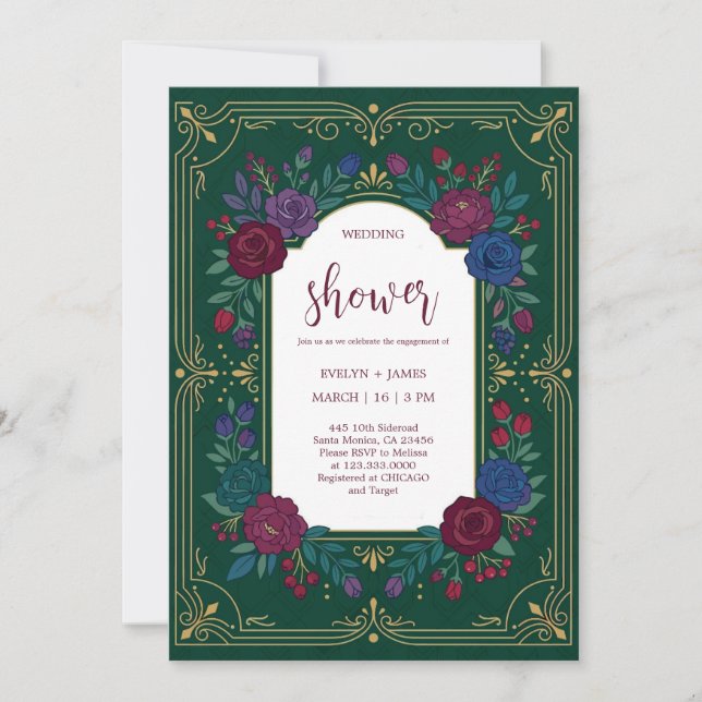 Tarjeta de Invitación de Despedida de Soltera Eleg (Anverso)
