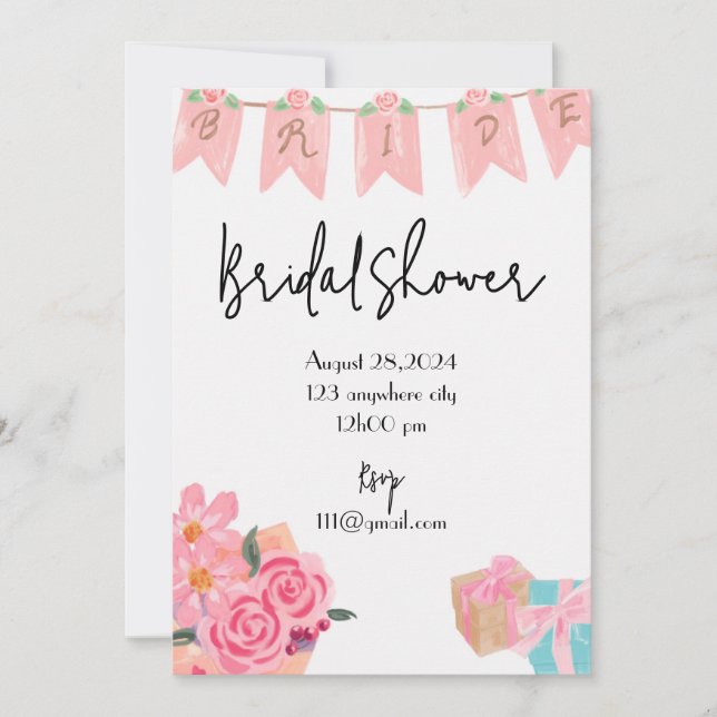 TARJETA DE INVITACIÓN DE DESPEDIDA DE SOLTERA FLOR (Anverso)