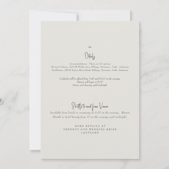 Tarjeta de Invitación de Detalle de Boda Forever F (Anverso)