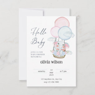 tarjeta de invitación de diseño de elefante jirafa