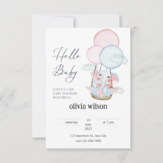 tarjeta de invitación de diseño de elefante jirafa