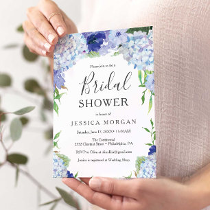 Tarjeta de invitación de ducha de novia Blue Hydra