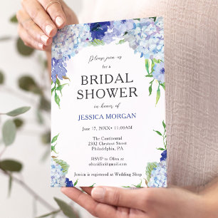 Tarjeta de invitación de ducha de novia Blue Hydra