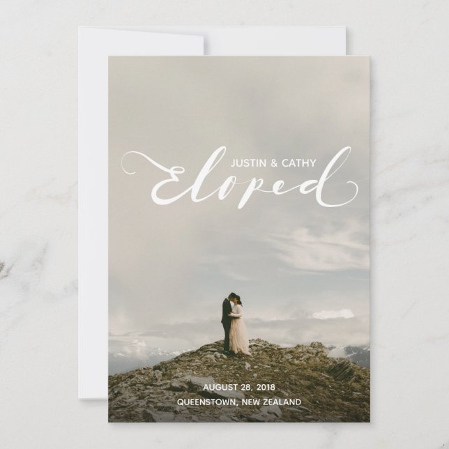 Tarjeta de Invitación de Elopement Boda personaliz (Anverso)