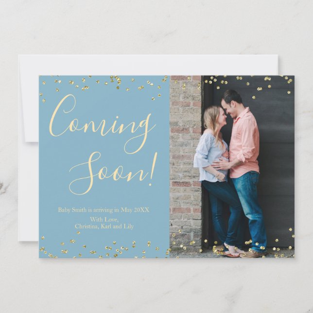Tarjeta de Invitación de Embarazo con Confetti de  (Anverso)
