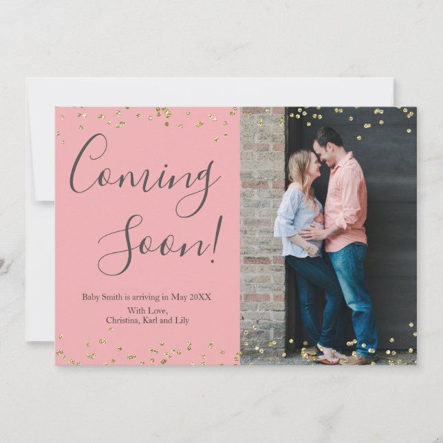 Tarjeta de Invitación de Embarazo con Confetti de  (Anverso)