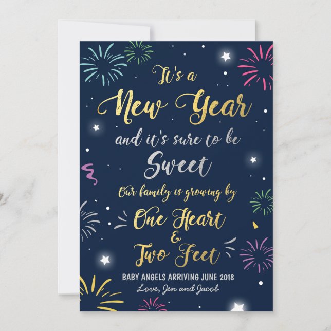 Tarjeta de invitación de embarazo de año nuevo 201 (Anverso)