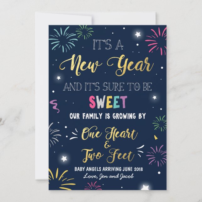 Tarjeta de invitación de embarazo de año nuevo 201 (Anverso)