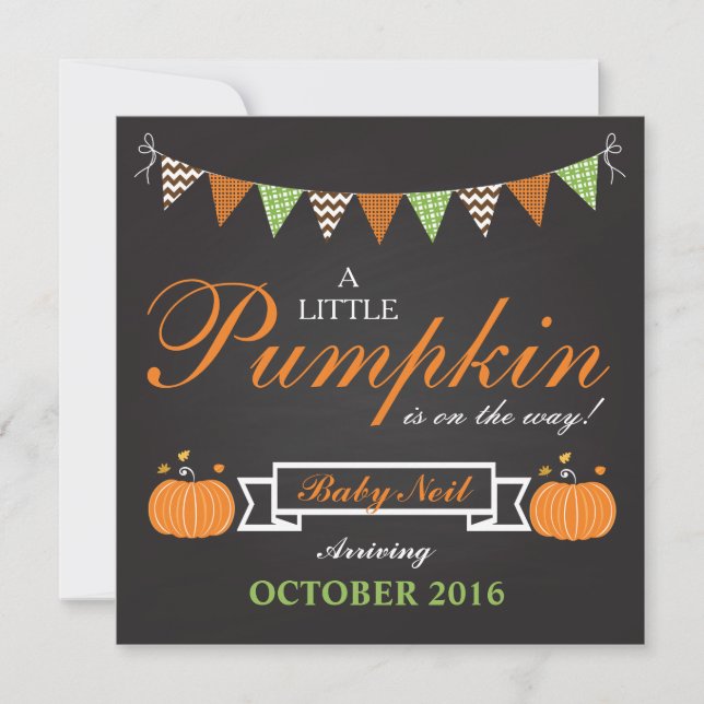 Tarjeta de Invitación de Embarazo de Calabaza Hall (Anverso)