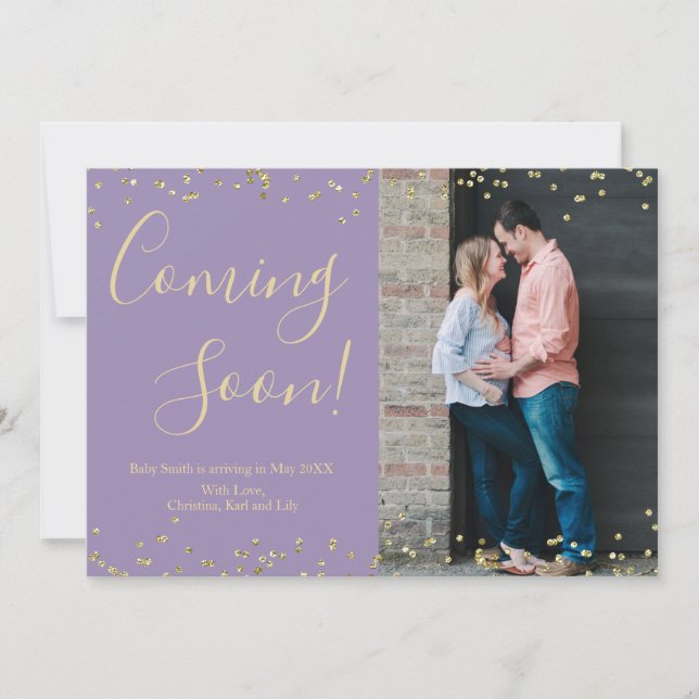 Tarjeta de Invitación de embarazo de Confetti en m (Anverso)