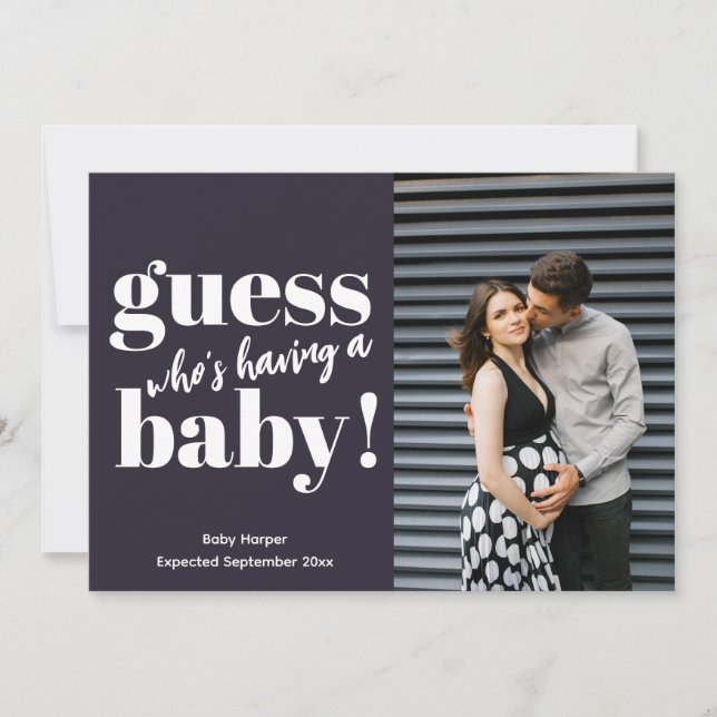 Tarjeta de Invitación de embarazo de foto en negri (Anverso)