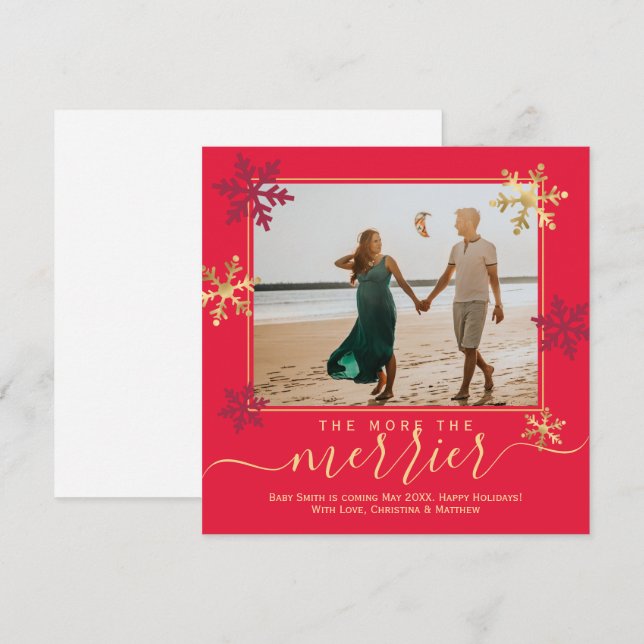 Tarjeta de Invitación de embarazo de Navidades de  (Anverso / Reverso)