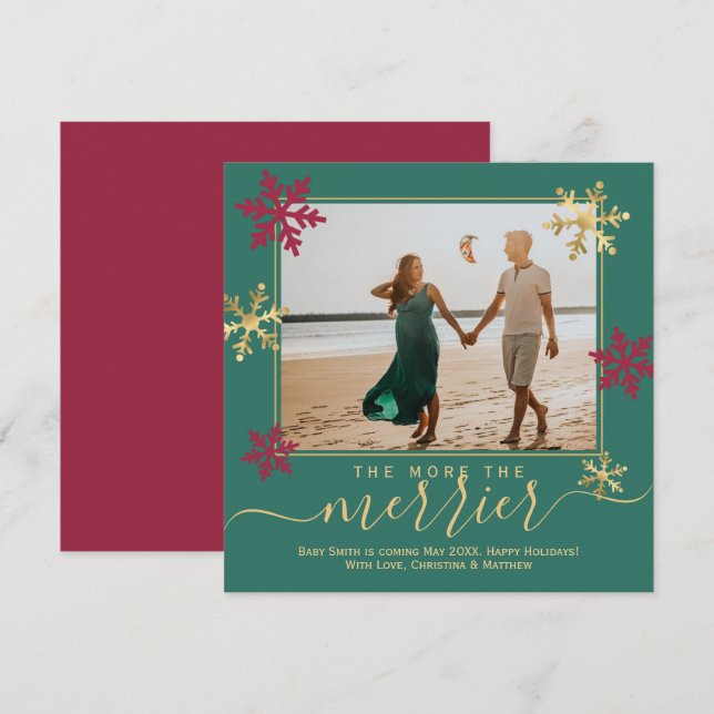 Tarjeta de Invitación de embarazo de Navidades fot (Anverso / Reverso)