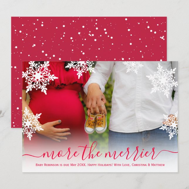 Tarjeta de Invitación de embarazo para Navidades f (Anverso / Reverso)