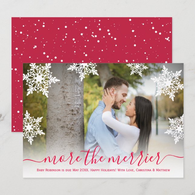 Tarjeta de Invitación de embarazo para Navidades f (Anverso / Reverso)