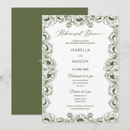 TARJETA DE INVITACIÓN DE ENSAYO DE BODAS CON FLORE
