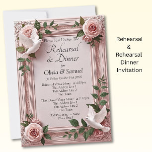 Tarjeta de invitación de ensayo Rosas rosadas y pa