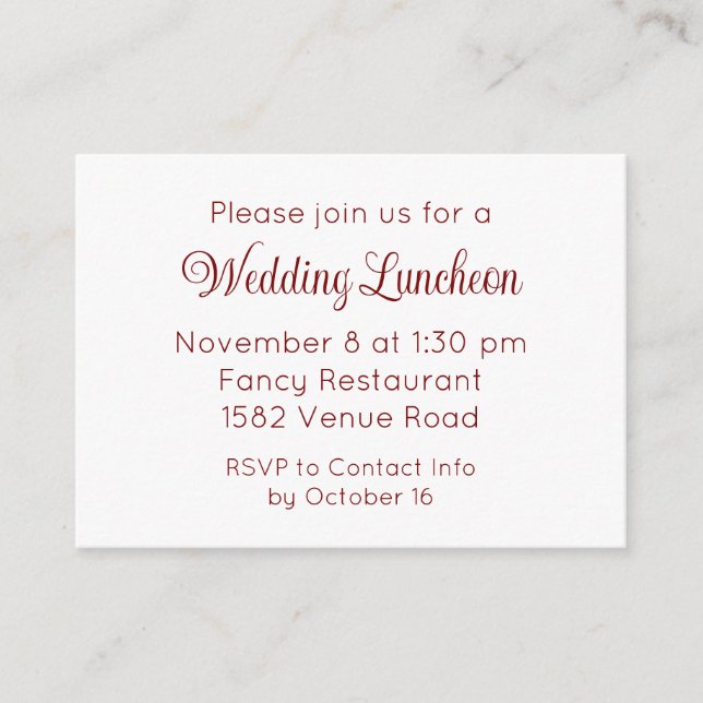Tarjeta de Invitación de Evento de Boda con Letra  (Anverso)