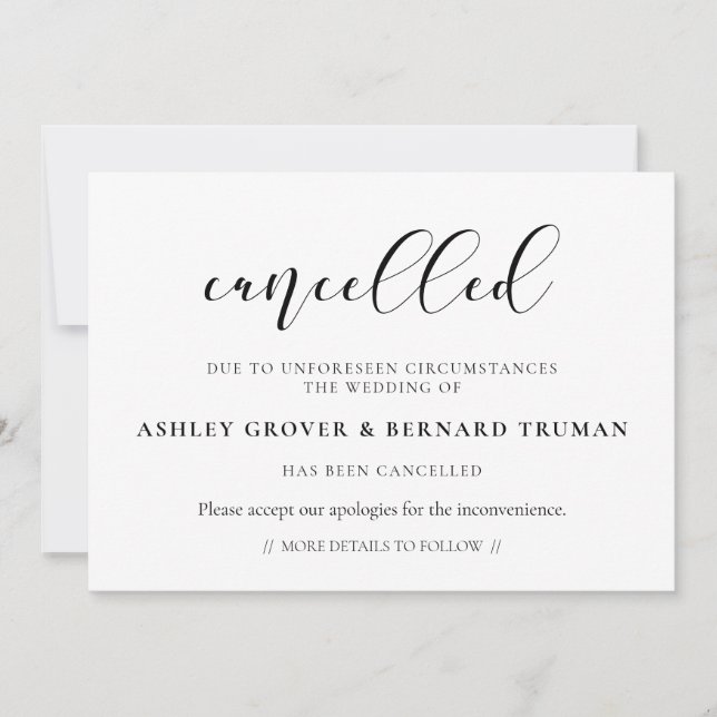 Tarjeta de invitación de eventos cancelada (Anverso)