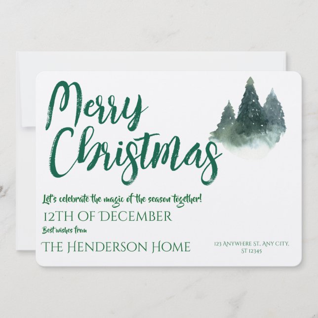 Tarjeta de invitación de Feliz Navidad (Anverso)