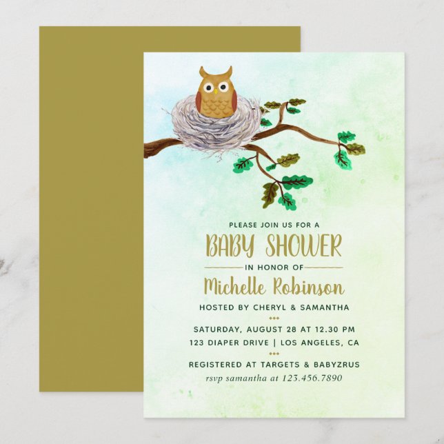 Tarjeta de invitación de fiesta de baby shower de  (Anverso / Reverso)